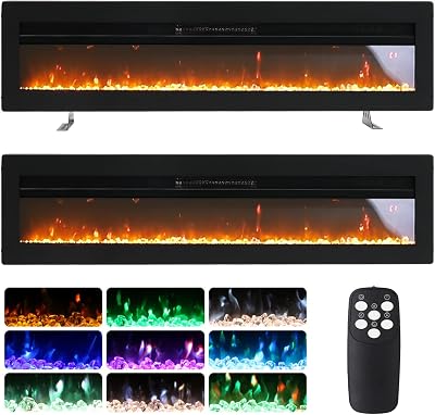 INMOZATA 127cm Electric Fireplace 50in Wall Mounted Freestanding Recessed