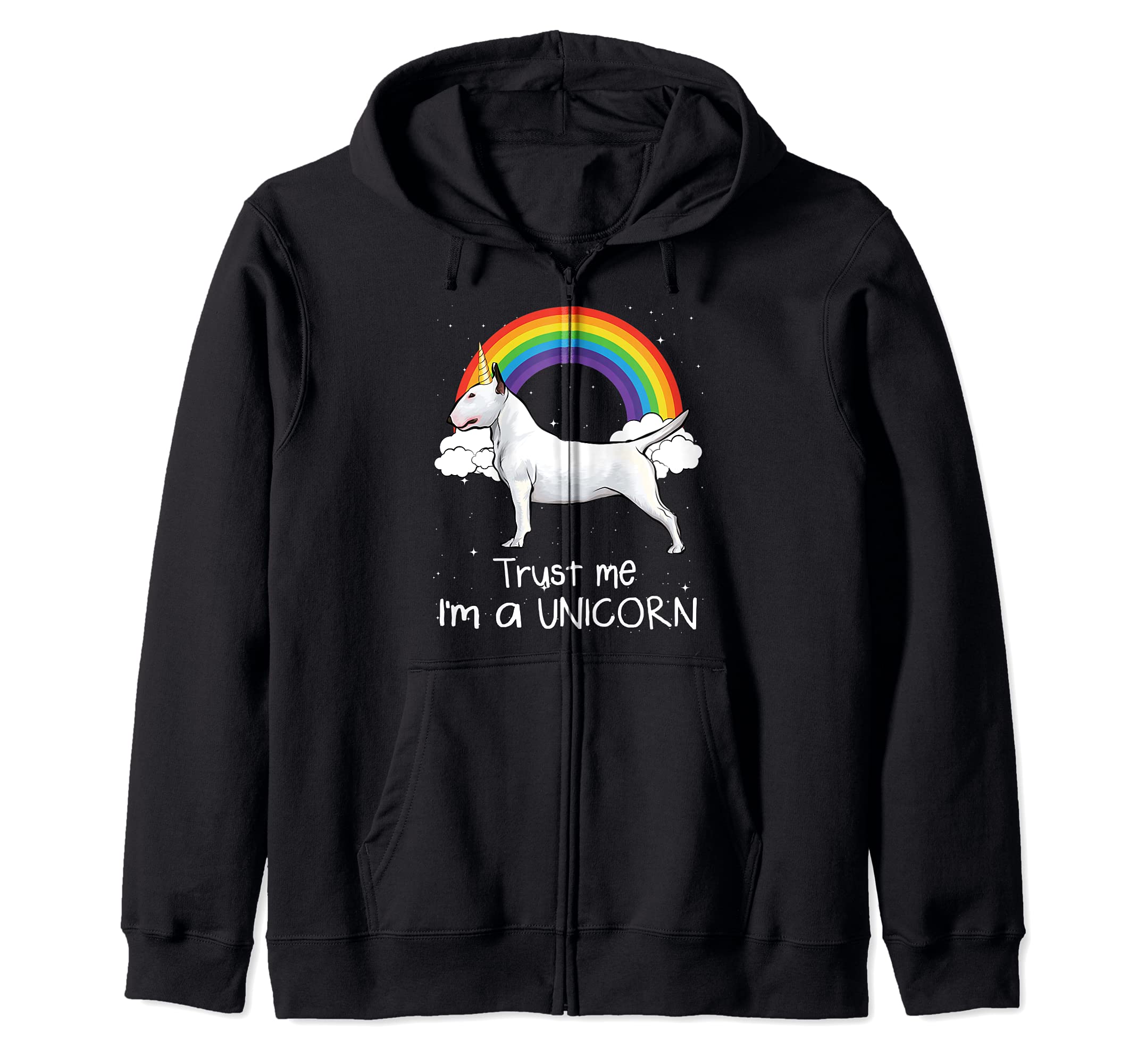 Rainbow Bull Terrier Trust Me I'm A Unicorn Dog Zip Hoodie
