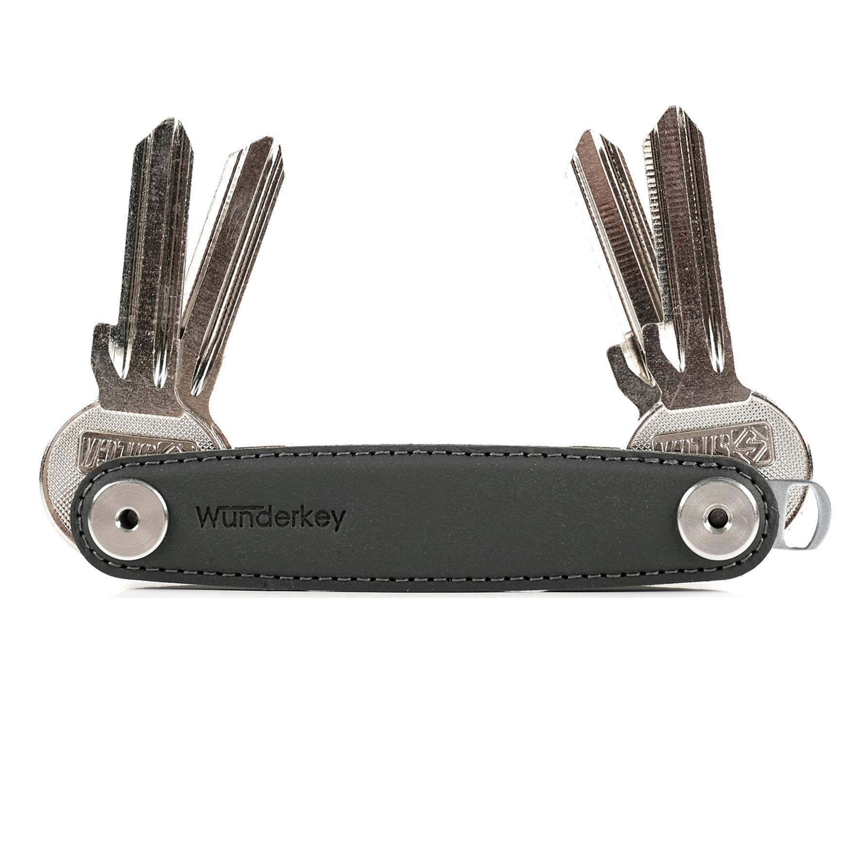 Wunderkey - The Key Organiser Made in Germany with Premium Quality | Key Organiser | Key Case | Key Holder | Key Ring, Leather Black, Bis 8 Schlüssel, Key case