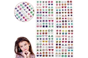 AUGSUN 240 Piece Sticker Earrings 3D Gems Girls Earrings Self-Adhesive Glitter Craft Crystal Stickers