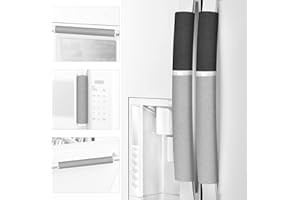 ELCOOR Refrigerator Door Handle Covers, 5PCS, Safeguard Your Kitchen and Appliances and Keep Them Clear of Grease, Stains etc. Upgrade Your Kitchen Decor with Original Design,Timesaver! (Black/Grey)