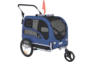 VEVOR Dog Bike Trailer, 2-in-1 Pet Stroller Cart Bicycle Carrier, Easy Folding Cart Frame with Quick Release Wheels, Universa
