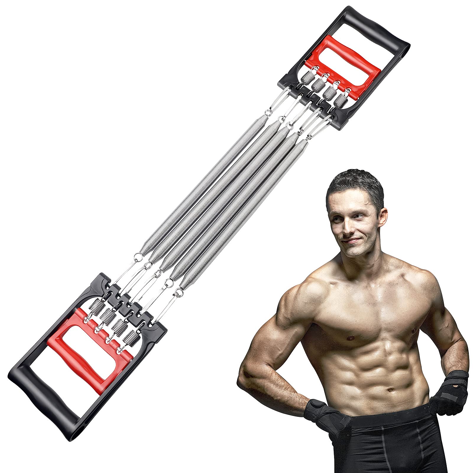 DBREAKS Chest Expander, Chest Expander, Adjustable Chest Expander, Traction Force Extender, Fitness Cable Exorciser, Multifunctional with 5 Removable Springs, for Muscles Training