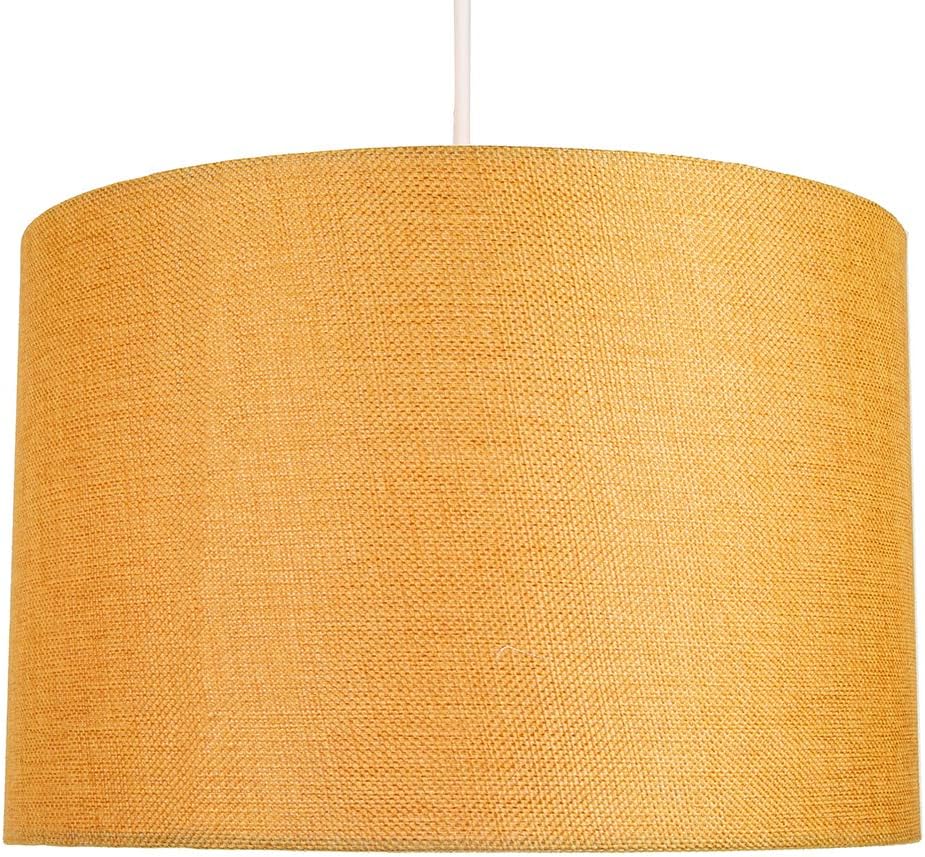 Contemporary and Sleek 12 Inch Ochre Linen Fabric Drum Lamp Shade 60w Maximum, 12" Drum - Image 3