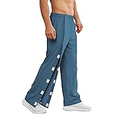 Deyeek Tear Away Pants for Men 2 Side Snap Full Open Bottom Athletic Sweatpants Soft Post Surgery Pants with Pockets 2XL Sea Blue