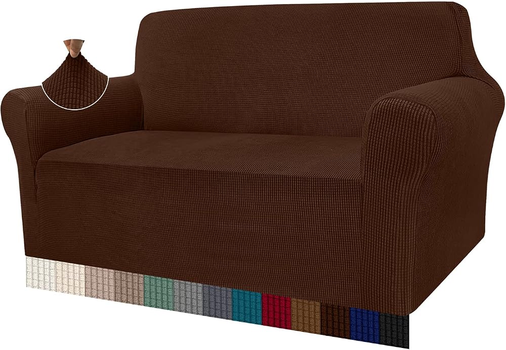 Granbest 2 Seater Sofa Cover Chocolate 85/15% Stretch Non Slip Jacquard