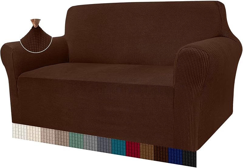 Granbest 2 Seater Sofa Cover Chocolate 85/15% Stretch Non Slip Jacquard