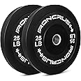 Iron Crush Olympic Bumper Plates Set - Virgin Rubber Weights for Strength Training - Fits 2" Barbells - Sold in Pairs