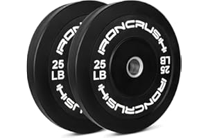 Iron Crush Olympic Bumper Plates Set - Virgin Rubber Weights for Strength Training - Fits 2" Barbells - Sold in Pairs