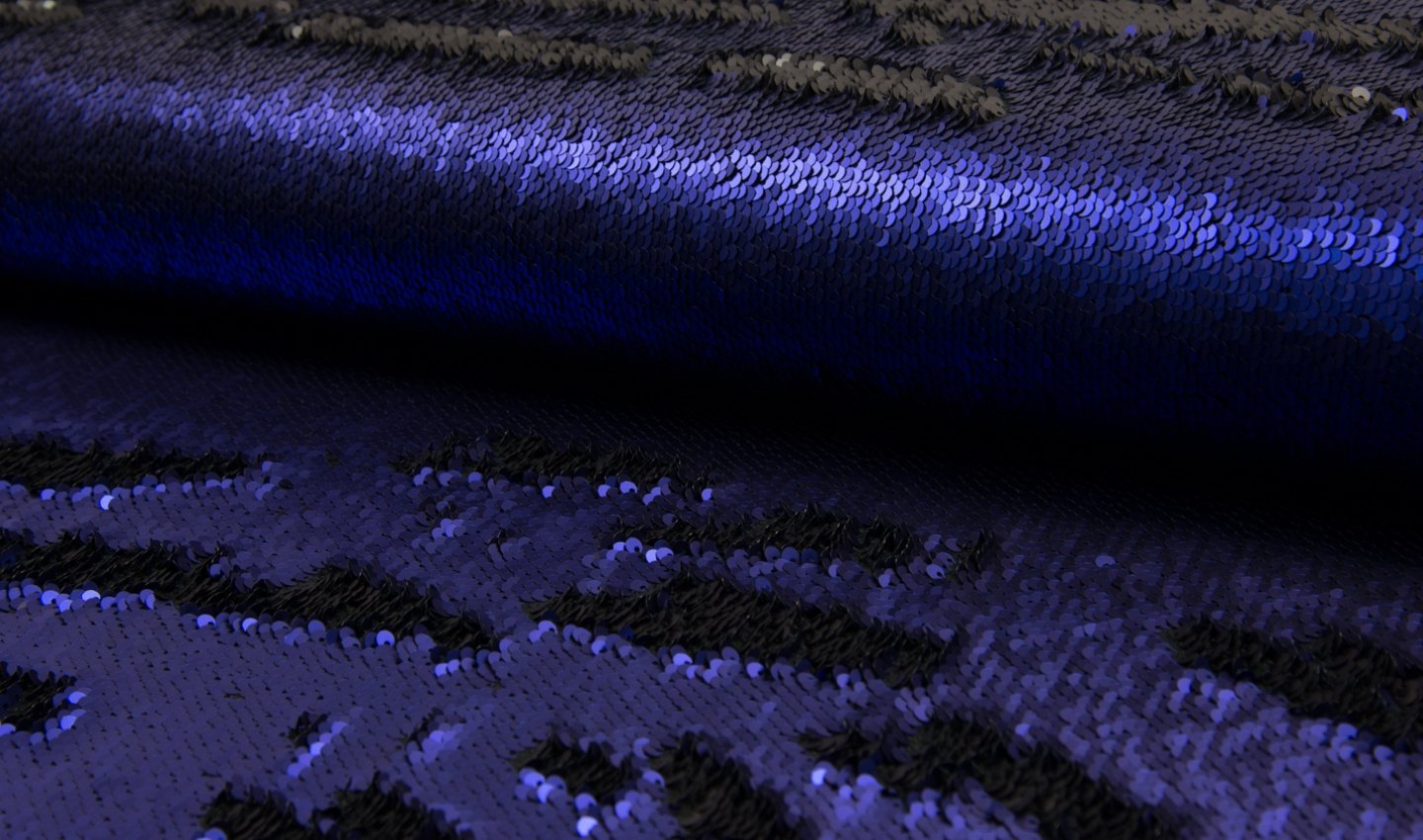 CRS VENDOR LTD. Luxury Cocktail Two Tone Mermaid Fish Scale Sequin Fabric Material ROYAL BLACK, 1Mtr - 140cm x 100cm — image 1