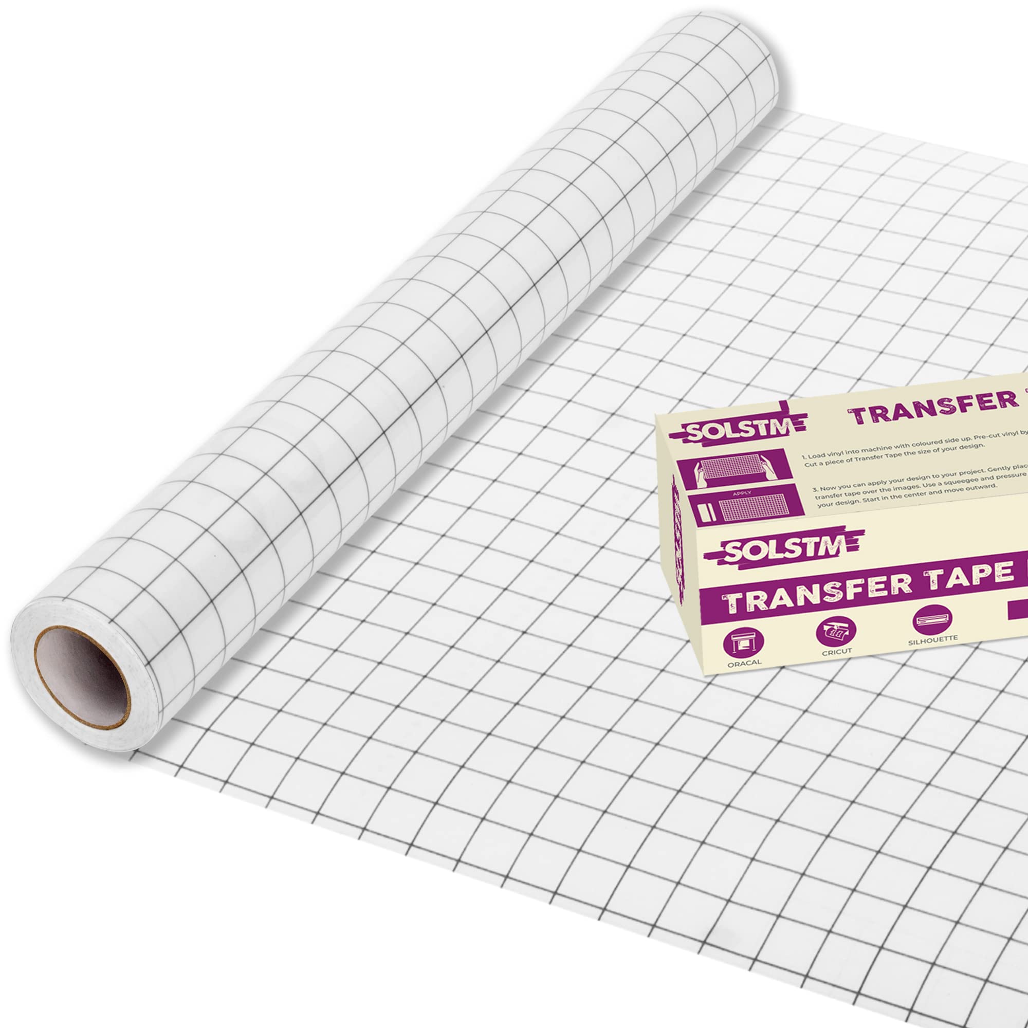 SOLSTM Transfer Tape - 30.5 x 457cm, Premium No Residue Vinyl Transfer Paper for Decals, Signs, Windows, Stickers