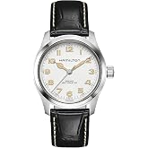 Hamilton Khaki Field Murph Automatic Men's Watch, 38mm Stainless Steel Case | Swiss Made, White Dial Analog Watch, Water Resistance 100m, Sapphire Crystal, 3-Hand Movement, Calf Leather Strap