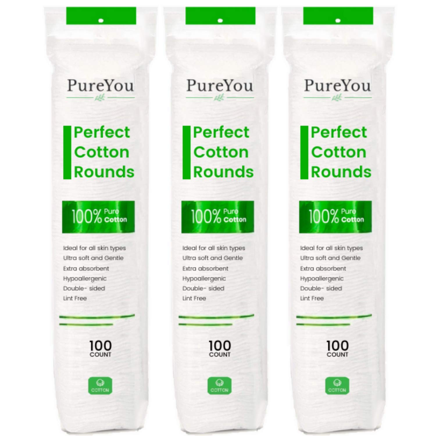 Premium Cotton Pads for Face - 100% Pure and Natural Cotton | Makeup Remover Pads, Hypoallergenic, Lint-Free (300 Count)