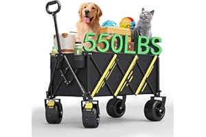 GOGCAMP Wagons carts Foldable，Collapsible Wagon Foldable Wagon, Gather Heavy Duty Garden cart, Portable cart，Pets carts，with Large All-Terrain Beach Wheels and Drink Holder for Sports, Shopping, Camping