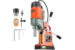 VEVOR Magnetic Drill Press, 1400 W, 2 in Boring Diameter, 2810 lbf Power Portable Mag Drill Press, 0–800 RPM Adjustable Speed, with Weldon Shank, for Metal Surface, Industrial and Home Improvement