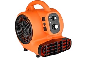 Portable Floor Blower, 1/4 HP, 1000 CFM Air Mover for Drying and Cooling, Carpet Dryer Fan with Adjustable Blowing Angles and