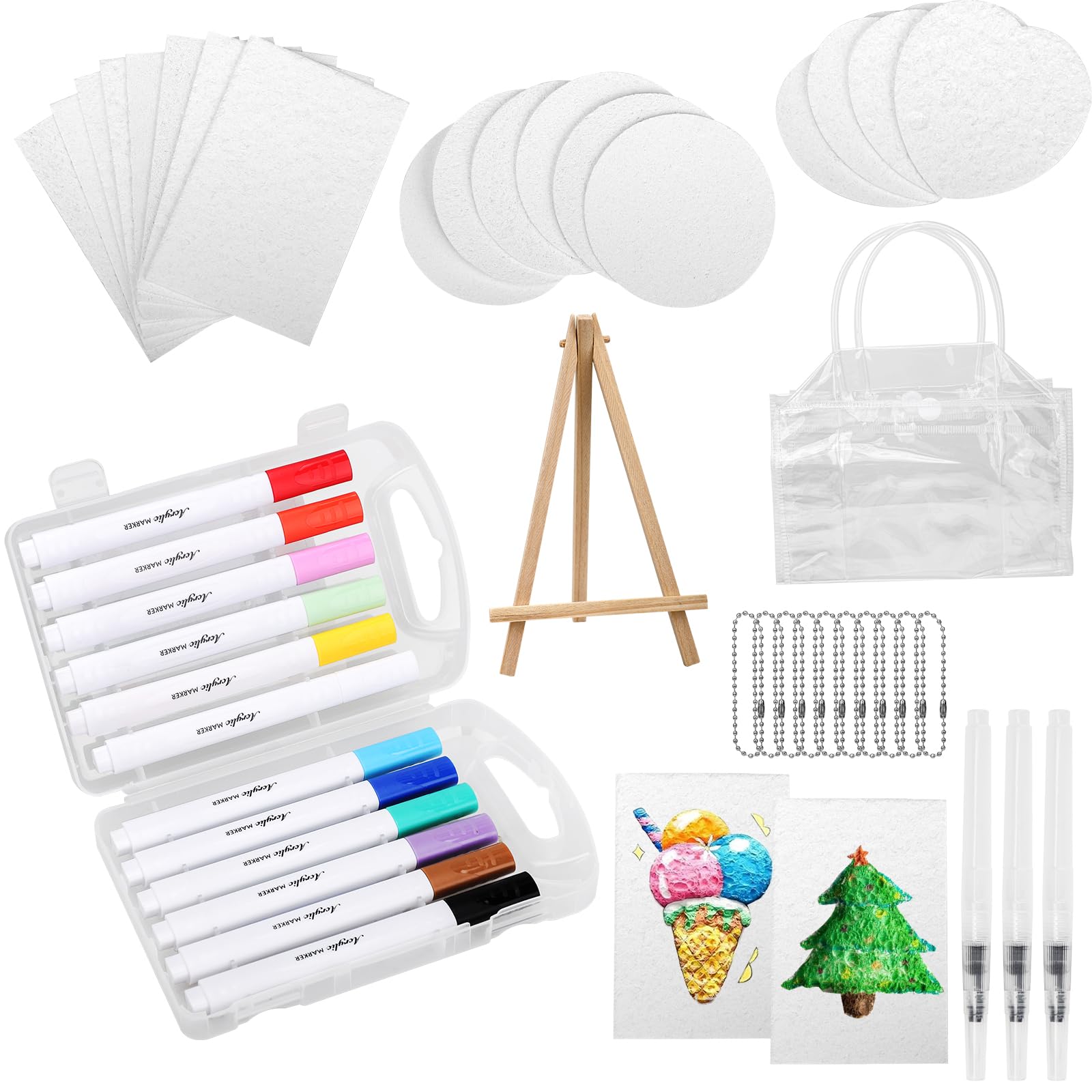 Nakutita 45-piece Foam Texture Painting Set,18 Magic 3D Foam Texture Painting Paper, 12 Waterproof Acrylic pens, Magic Puffy Paint DIY Creative Set