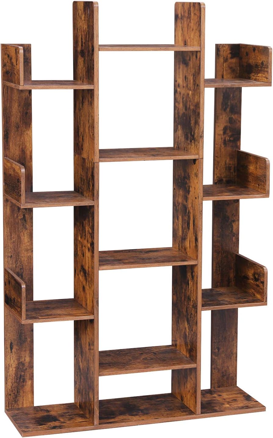 VASAGLE Bookshelf, TreeShaped Bookcase with 13 Storage Shelves, 86 x
