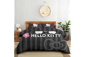 saevcuh 3 Piece Cartoon Bedding Set Cute Soft Duvet Cover Sets Kawaii Bedroom Anime Decor Gifts with 1 Comforter Quilt Cover and 2 Pillowcase for Girl Women (Full:79 * 90 in, HK 1)
