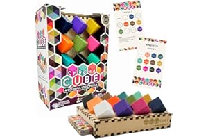 Project Genius: Chroma Cube, A Colorful Logic Puzzle, 12 Colorful Wood Blocks, 25 Brainteaser Cards, Puzzle, Great Gift, 1 Player Game Logic
