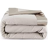 COMFLIVE Down Alternative Blanket - Queen Size Blanket with Satin Trim - Bed Blanket for All Seasons - Winter Summer Comfort Soft 90"x90" (Light Gray, Full/Queen)