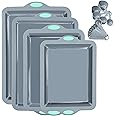 To encounter Silicone Baking Pans Set, 4 Pieces Nonstick Bakeware Set with Baking Pans, Baking Sheets, Cookie Sheets, Cake Pan with Metal Reinforced Frame More Strength, Light Grey