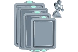 To encounter Silicone Baking Pans Set, 4 Pieces Nonstick Bakeware Set with Baking Pans, Baking Sheets, Cookie Sheets, Cake Pa