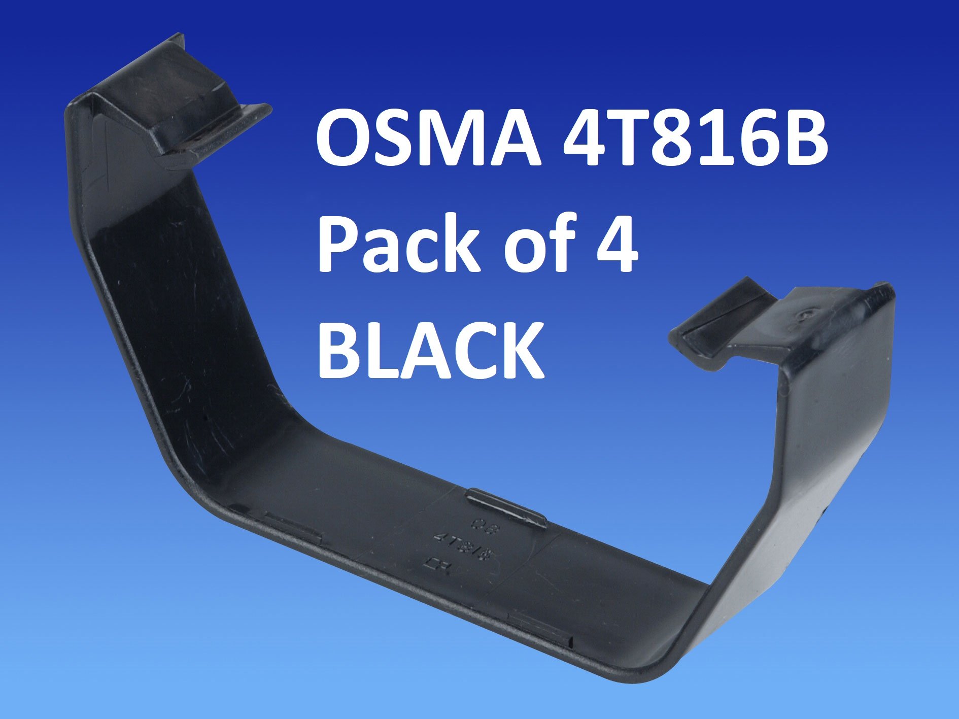Pk of 4 x 4T816 (Black) Replacement Gutter flexiclips for Wavin OSMA 100mm Square guttering