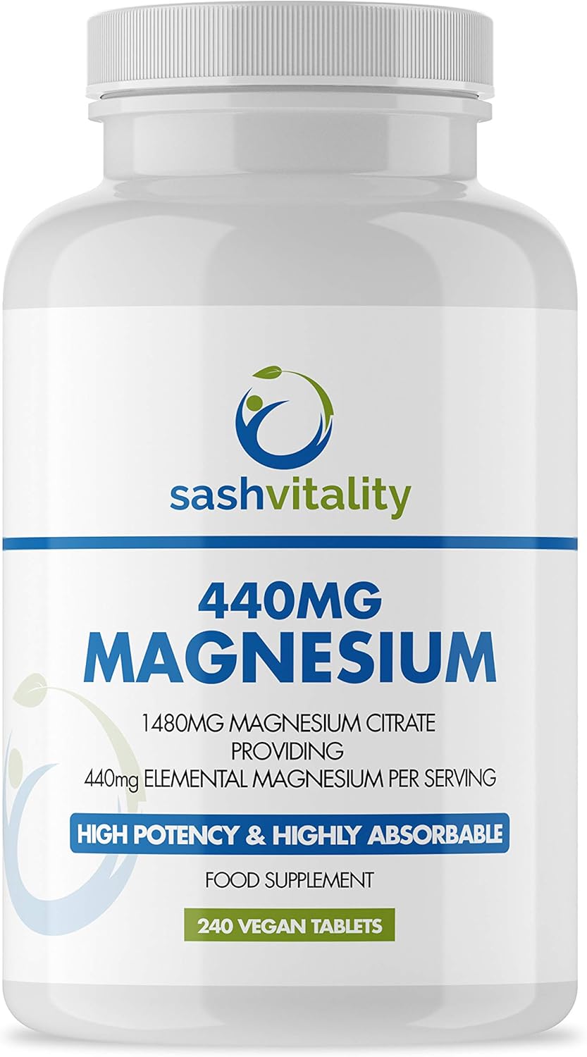 Magnesium Citrate 1480mg Providing 440mg Elemental Magnesium Per Serving 240 Vegan Certified