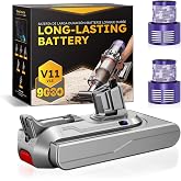 Upgraded Battery Replacement Compatible with Dyson V11/V15 (25.2V, 9000mAh) | Li-ion Battery for V11 Animal/Extra/Absolute/Motorhead/SV15/SV16/SV22/SV28 Vacuum Cleaners. (Not for Screw-in Models)