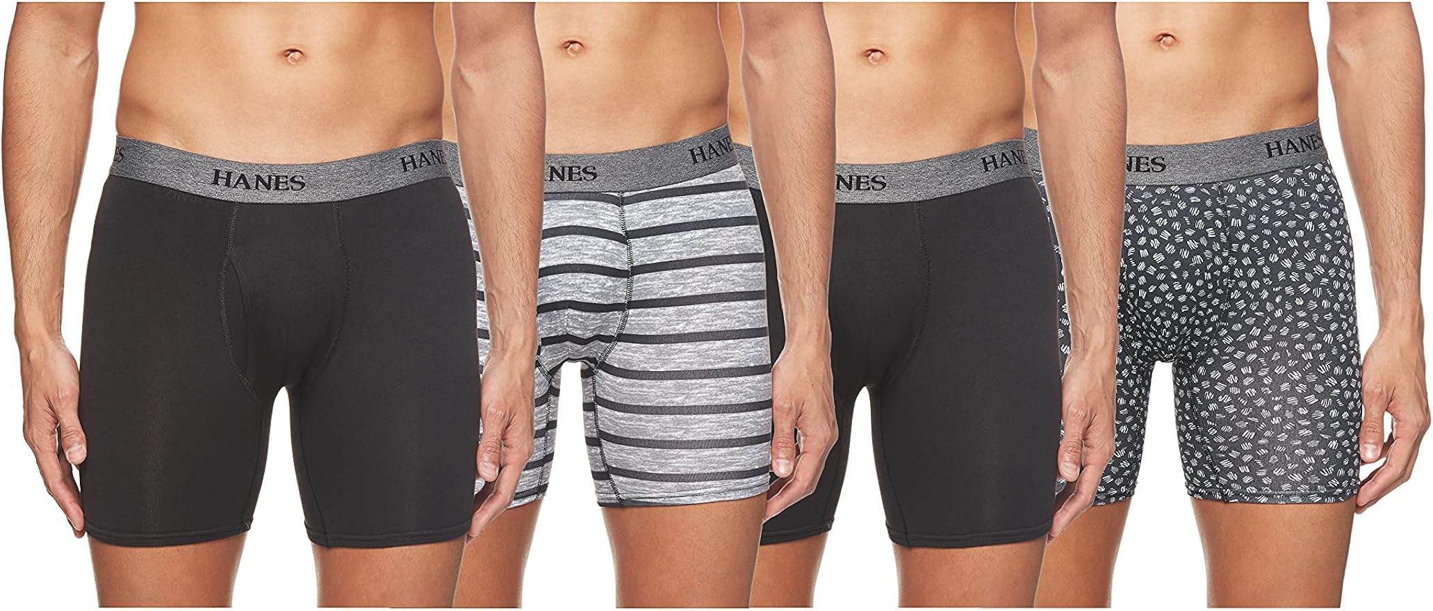 Hanes Ultimate Men's 4Pack FreshIQ Dyed Stretch Boxer with ComfortFlex