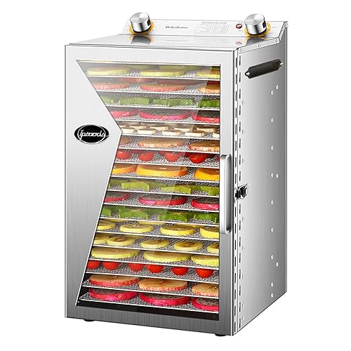 Iproods Food Dehydrator Machine 18 Stainless Steel Trays, Food