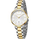 L LAVAREDO Women's Watch Set,18K Gold Plated Bangle Bracelets for Women,Waterproof Ladies Quartz Wrist Watch Included Bracelet Tools