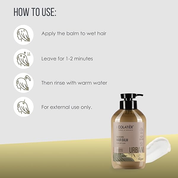ECOLATIÈR NOURISHING NATURAL HAIR BALM FOR DRY HAIR – AVOCADO OIL HAIR CONDITIONER, VEGAN, SULFATE-FREE, HYDRATING & NOURISHING, 97.5% NATURAL INGREDIENTS – 13.5 FL OZ