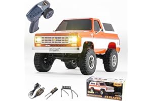 EAZYRC X FMS 1/24 Chevy K5 Blazer 1976s RC Truck RTR Orange, with Lisense RC Crawler, 4WD 5Km+ 2-Speed Transmission RC Car Off-Road Vehicle，Play as Soon as You get it（Orange）