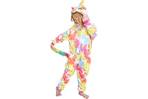 UDERUI Kids Unicorn Onesie Pajamas One-Piece Cosplay Costume Animal Sleepwear Girls And Boys