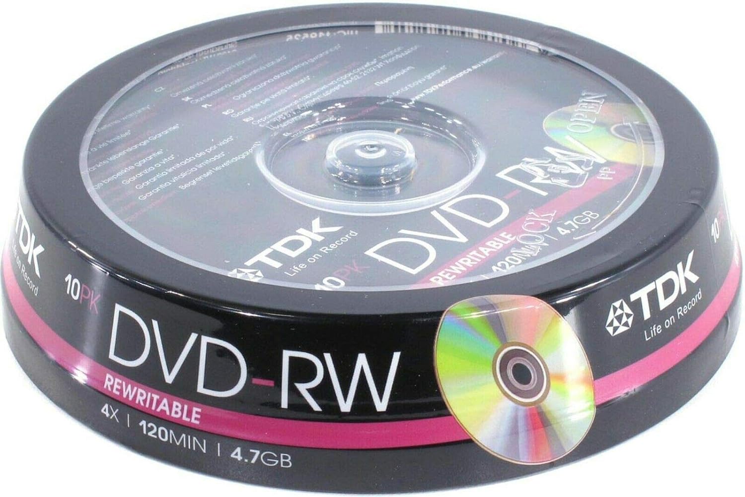 Lot de 50 disques DVDRW Vierges TDK (4 x 120 Min 4,7 Go) vidéo/données DVD réinscriptibles