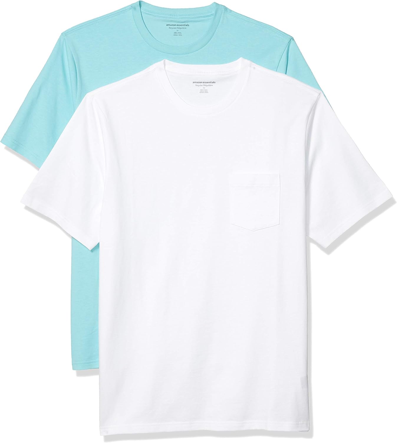  Essentials Men's 2-Pack Loose-Fit Short-Sleeve Crewneck Pocket T-Shirt: Clothing