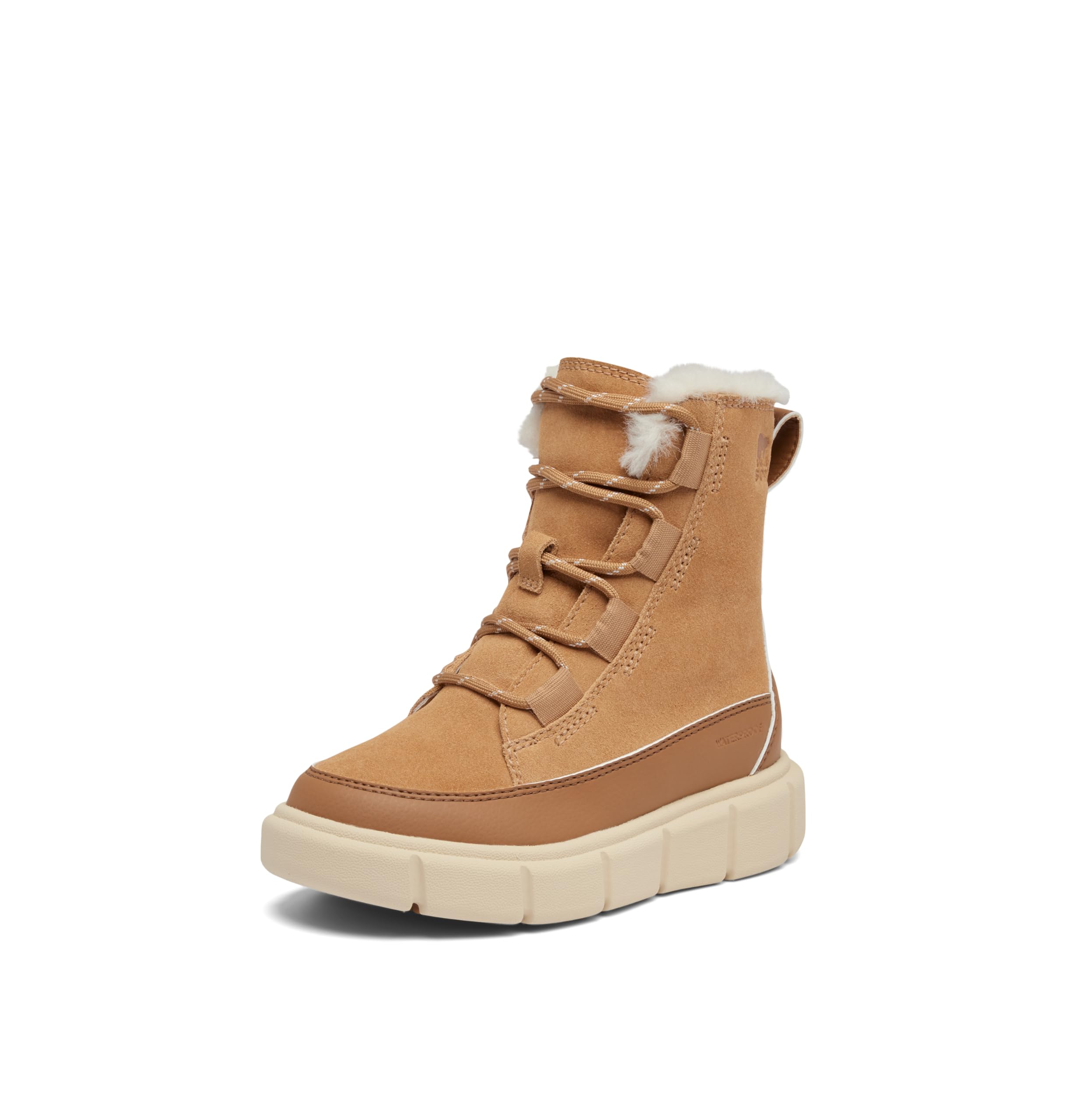 SOREL Children’s Explorer lll Lace Boot – Tawny Buff, Bleached Ceramic – 12