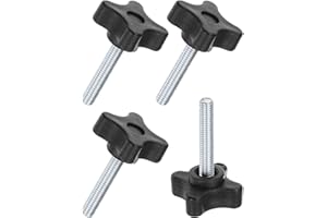 M METERXITY 4-Pack Star Clamping Knobs, M6x35mm Male Thread Hand Tightening Screw for Machinery/Electronic/Furniture/Umbrella Base, Machine Handle Replacement [32mm, Black]
