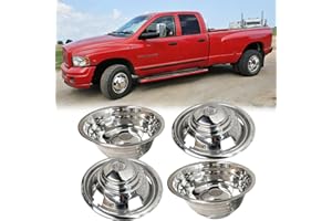 DEEBIOR 4pcs Polished Stainless Steel Front Rear Wheel Simulators for Ram 3500,17" Dually 8 Lug 5 Vent Holes Bolt On Hub Caps,Nice Looking Skins Liners Wheel Covers with Bolt Kit for 2003-2018 Dodge Ram 3500