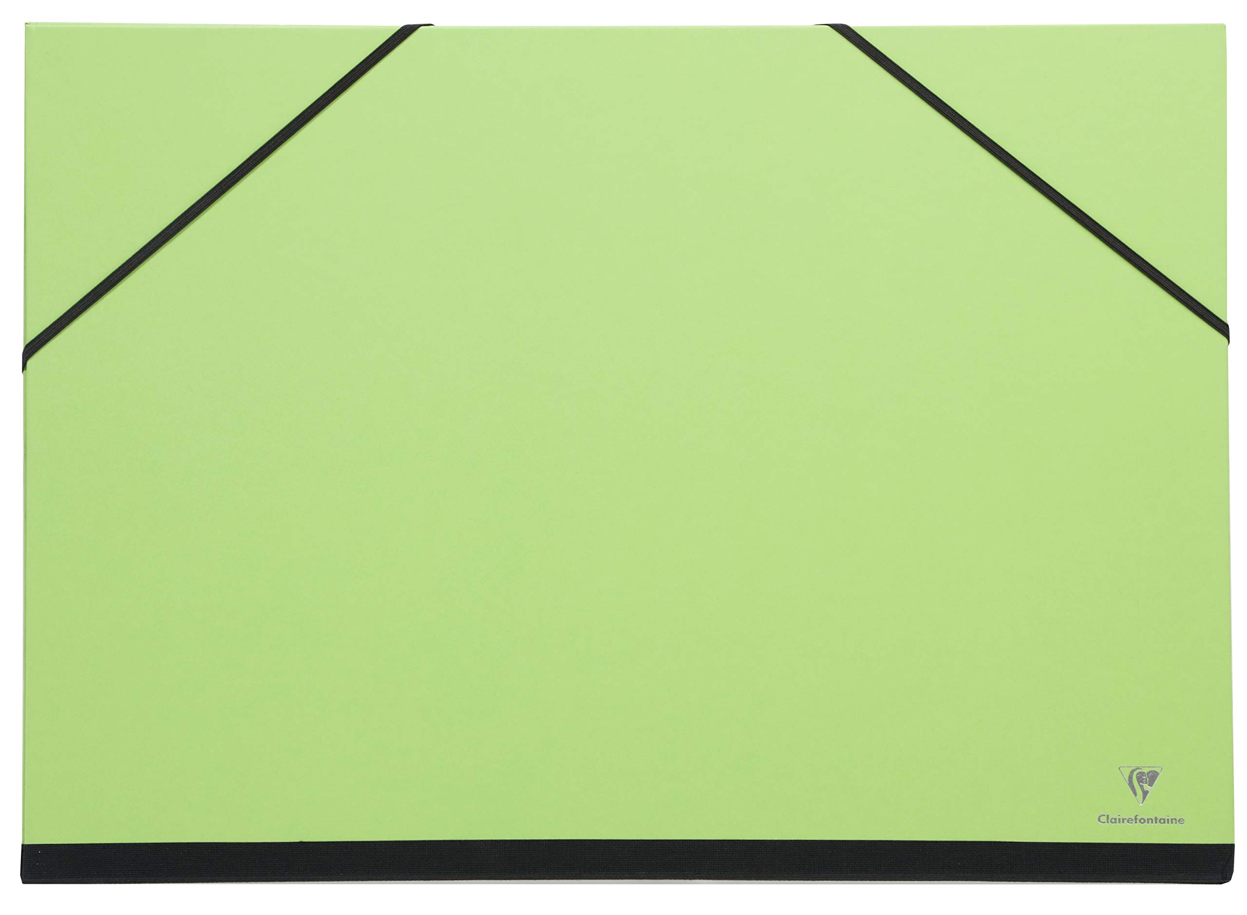 Clairefontaine - Ref 144604C - Art Folder with Elastic Straps Closure - Green Colour - Customisable Vellum Card Surface, Suitable for A4+ Sized Documents