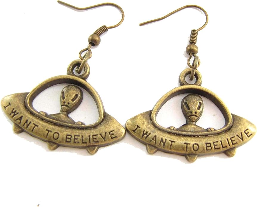 UFO Pendant Spaceship Charms Martian earrings Flying Saucer earrings