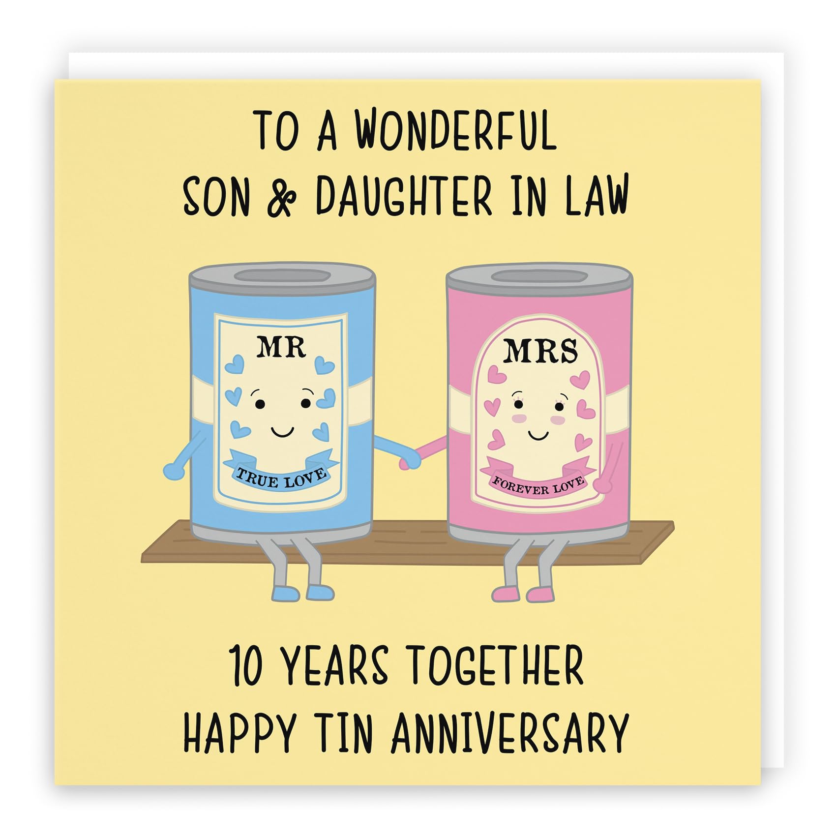 Hunts England - Large Son And Daughter In Law 10th Anniversary Card - To A Wonderful Son & Daughter In Law - 10 Years Together - Happy Tin Anniversary - Iconic - Large - 210 x 210 mm - Cute Card — image 1