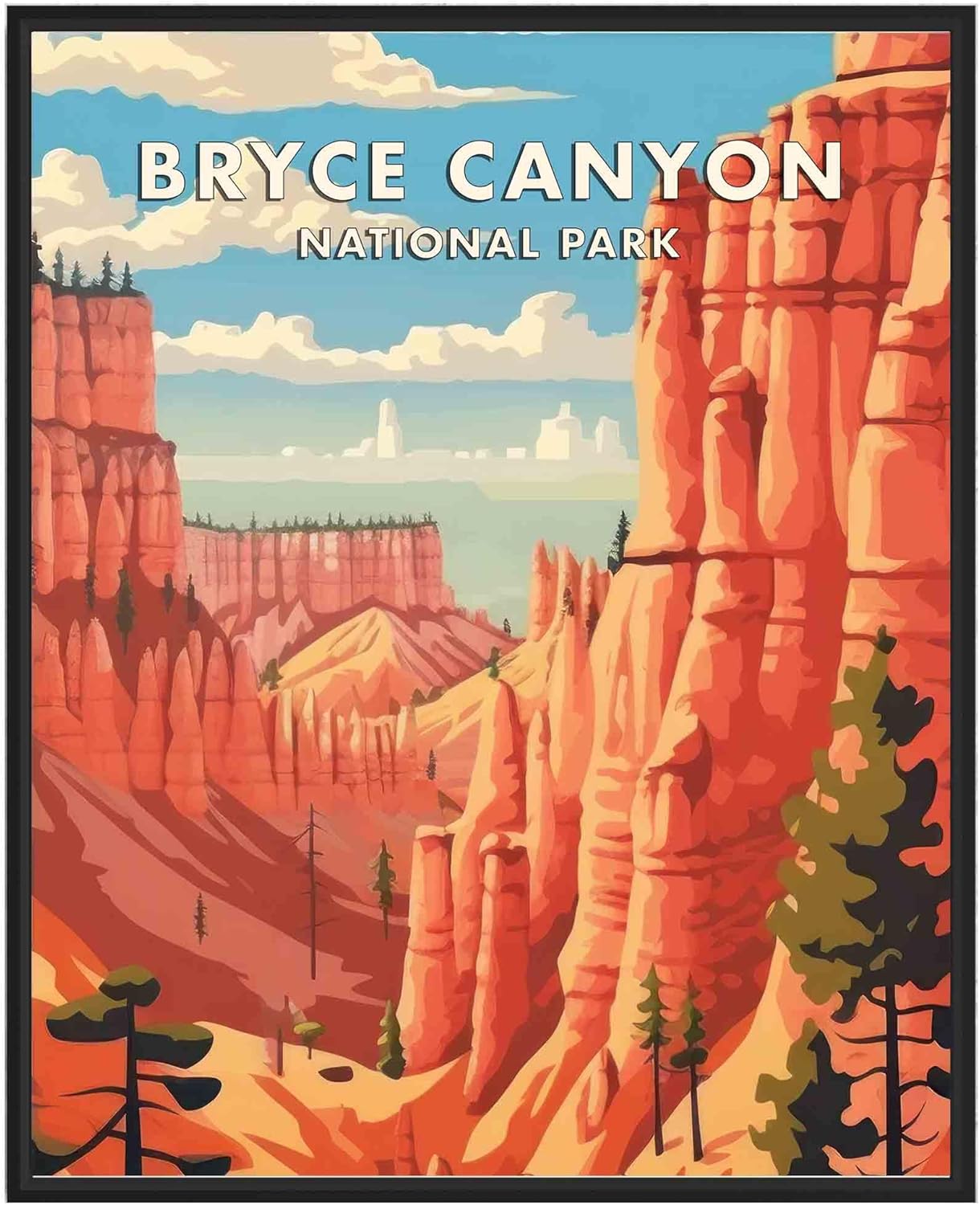 Wall Décor - Bryce Canyon National Park Poster Art Print Retro Mountain Lake Wall Art Poster Vintage Decor Nature Landscape Picture For Bedroom Office Home (Bryce Canyon, 11x14 inches (Unframed))