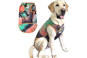 PriPre Dog Shirt Dog Vest Summer Tie Dye Dog Clothes Cool Breathable Cotton T-Shirt Medium Large Dog Boys Girls Shirt(GreenOrange, XXL)