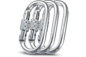 XTEK Climbing Carabiner Clip – UIAA Certified 25 kN 5620 LB, Large Heavy Duty Carabiners for Climbing: Oval-Shape, Screw Locking Steel Caribeener Clips, Hammocks, Hiking, Camping – Durable & Tested