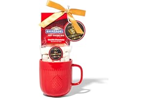 THOUGHTFULLY Hot Chocolate Gift Set Made with Ghirardelli, Includes 1 Single-Serve Packet of Ghirardelli Double Chocolate Hot Cocoa Mix, 1 Pack of Mini Marshmallows, and Ceramic Mug, Gourmet Hot Cocoa Gift Set