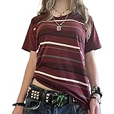 Gothic Tees for Women Y2K Grunge Graphic Short Sleeve Crew Neck T-Shirts 90s Vintage Aesthetic Emo Clothes