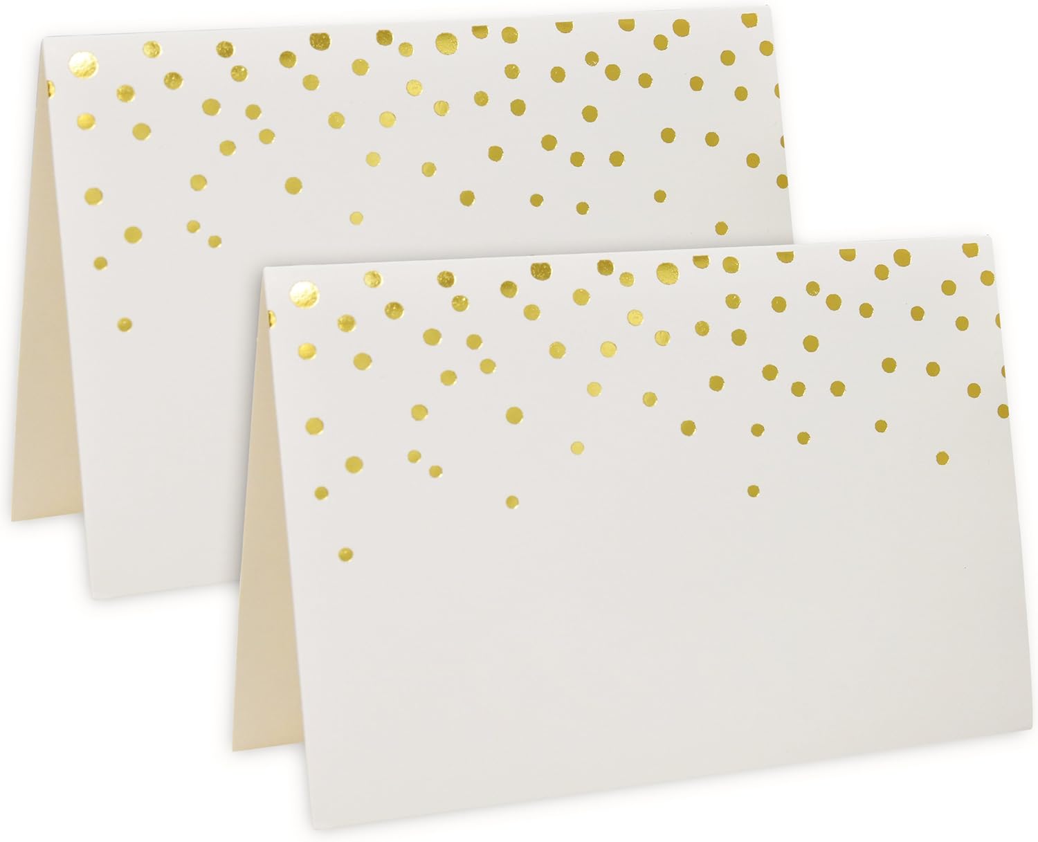 50 Gold Foil Dots Place Cards for Weddings Party Event Dinner Buffet Table Setting Name Placecards 2.5” x 3.75” Gold Foil Dotted Tent Cards: Office Products
